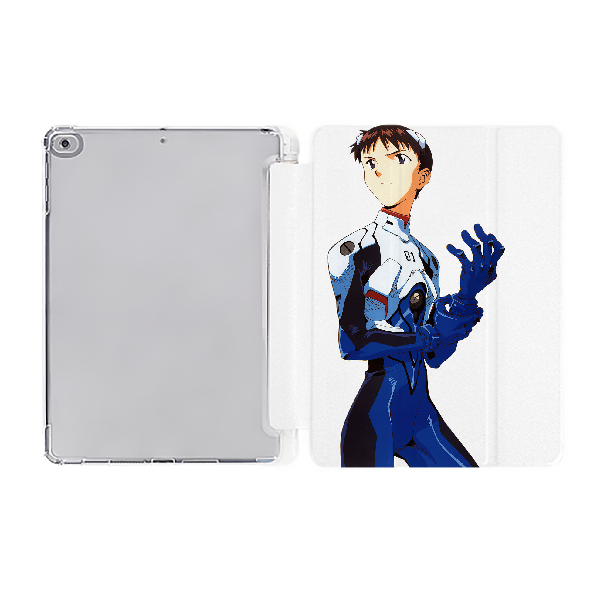 （画像用） EVA 新世紀エヴァンゲリオン IPad ケース ペン収納付き 三つ折りスタンド PUレザー×シリコン 対応機種9.5/10.5/10.9インチ